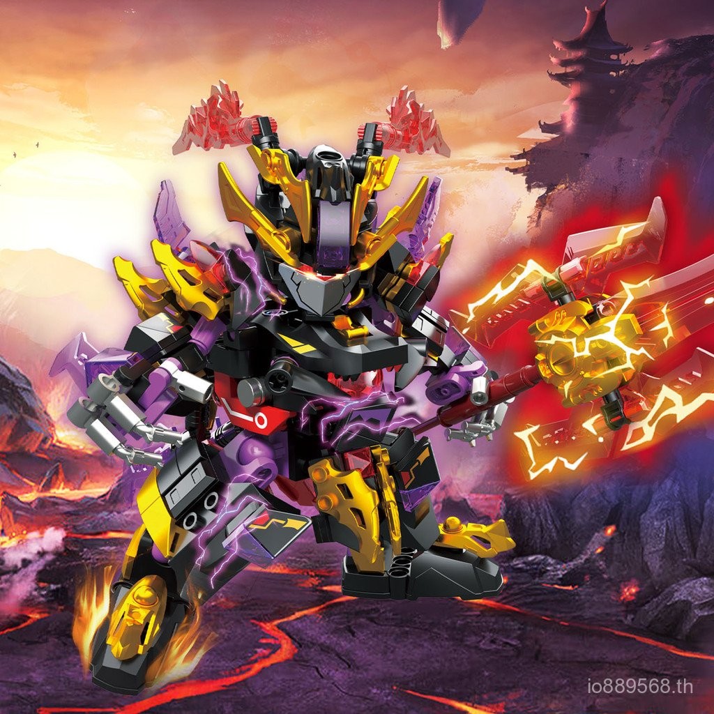 Guan Yu ประกอบ Wukong Mecha Building Block ของเล่น Tego Lu Bu Series แห่งชาติอินเทรนด์ใช้งานร่วมกับ 