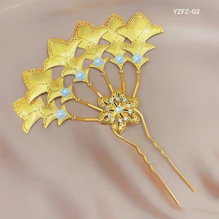 เครื่องประดับผม ชุดไทย ปิ่นปักผมออเจ้า สีทอง หลายสไตล์ ปิ่นปักผมใบไม้สีขาว