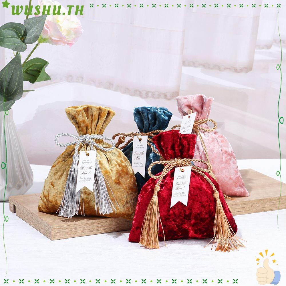 WUSHU กระเป๋าลูกอมกํามะหยี่งานแต่งงานแฟชั่นอินเทรนด์กระเป๋าขนม