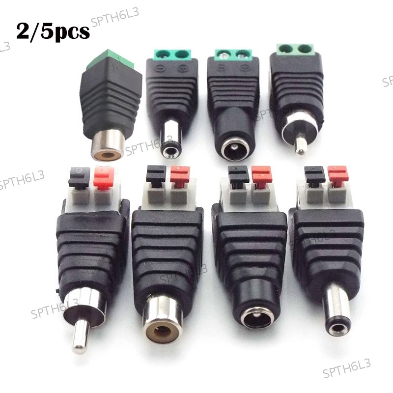 DC ชายหญิง RCA Connector อะแดปเตอร์ปลั๊ก 2.1x5.5 มม.DC แจ็คสายสัญญาณเสียงสําหรับ RGB LED Strip Light กล้องวงจรปิดกล้อง TH6L3