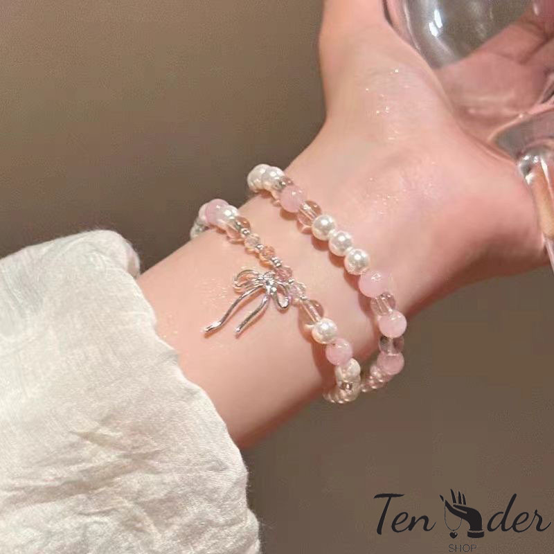 COD-ส่งเร็วจากไทย🎀โบว์ สองชั้น ลูกปัด สร้อยข้อมือ ผู้หญิง นางฟ้าสุดหวาน เรียบง่าย เพื่อนที่ดีที่สุด-Ten - รูปที่ 2