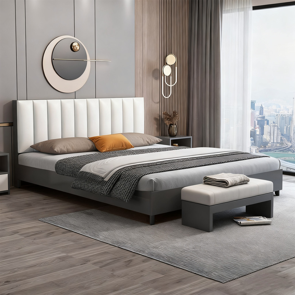 พร้อมส่ง เตียงนอน เตียง6ฟุต พร้อมฐานเดียง+หัวเดียง เตียง6ฟุต เตียงนอน ทันสมัย ทนนาน เตียง6ฟุต เตียงน