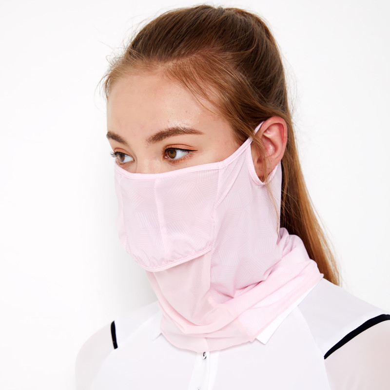 หน้ากากใบหน้าและคอด้วยผ้าไหมน้ำแข็ง ป้องกุards against UV rays และระบายอากาศได้ดี
