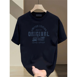Men's Heavyweight Cotton T-Shirt - Navy Blue Limited Edition Graphic Tee, Regular Fit Crew Neck Shor