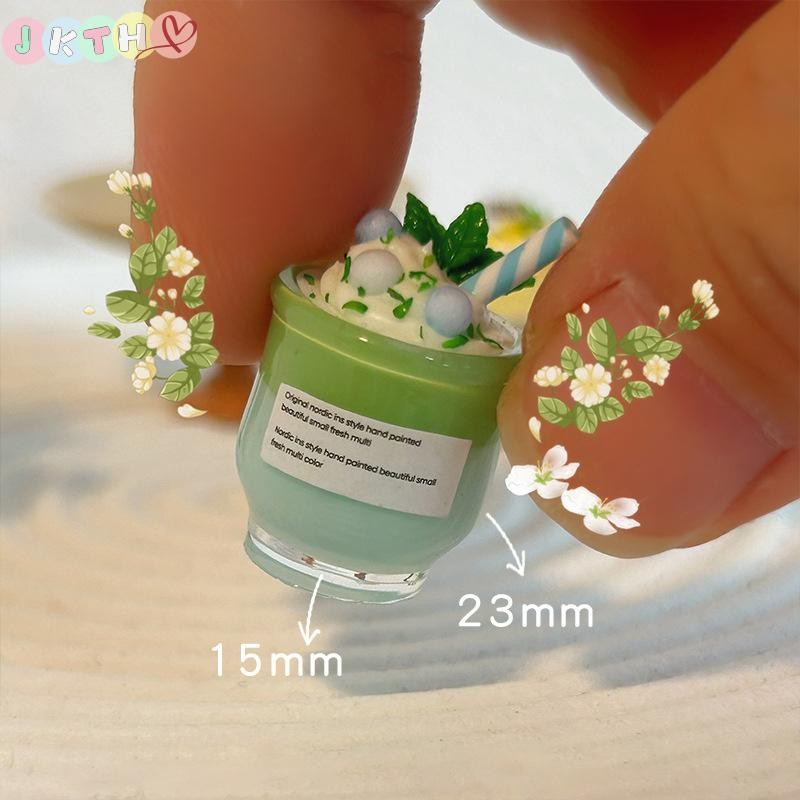 JKTH 1/12 Dollhouse Mint นมเครื่องดื่มถ้วยตุ๊กตาขนมหวาน Shop เครื่องดื่มตกแต่งตุ๊กตา House อุปกรณ์เส