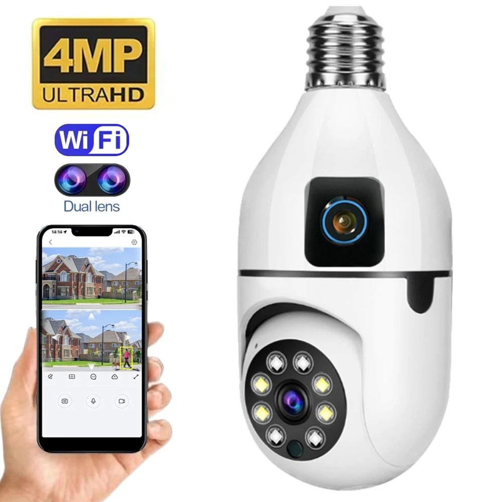 Yilot E27 Wifi Dual เลนส์กล้อง 1080P 4MP PTZ กล้องเฝ้าระวังกล้องวงจรปิดกลางแจ้ง IP Cam Security สมาร
