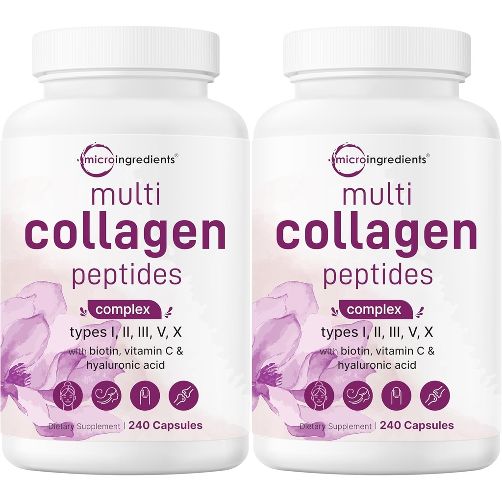 ไมโครส่วนผสม2แพ็คหลายคอลลาเจนเม็ดสําหรับผู้หญิงและผู้ชาย480แคปซูล | Type I, II, III, V, X - Hydrolyz