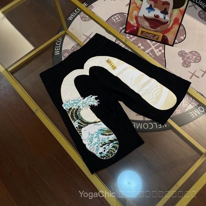 EVISU กางเกงขาสั้นผู้ชาย สไตล์ใหม่สำหรับฤดูร้อน ระบายอากาศดี มีลายเชอร์รี่บลอสซอมและเวฟ