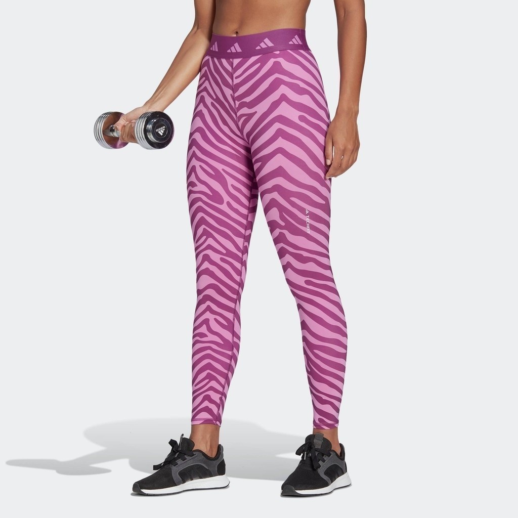 adidas Gym & Training กางเกงเลกกิ้งเจ็ดส่วนเอวสูงพิมพ์ลายหนังม้าลาย Hyperglam Techfit ผู้หญิง หลากสี IB3624