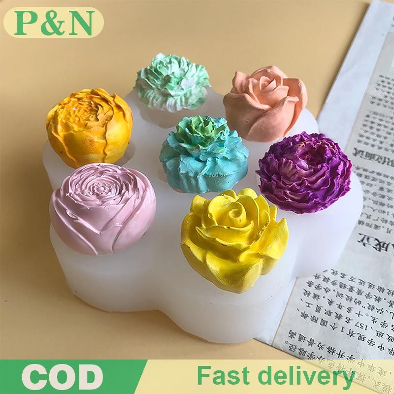 [P&N] แม่พิมพ์ซิลิโคนดอกไม้ 3D Rose Peony ช็อกโกแลตเค้กเบเกอรี่แม่พิมพ์เทียนทําด้วยมือสบู่ยิปซั่มเรซ