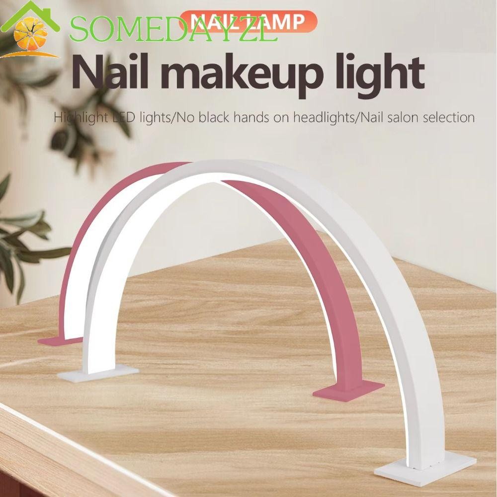 SOMEDAYZL โคมไฟเล็บรูปตัว U, หรี่แสงได้ 3 สีอ่อน Half Moon Nail Light, Professional 180 องศา Eye Pro