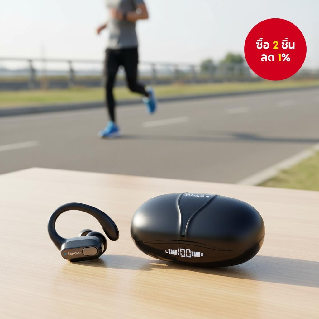 หูฟังบลูทูธไร้สาย Lenovo XT80 รุ่น 5.3 สําหรับออกกําลังกาย พร้อมไมโครโฟนและปุ่มควบคุม