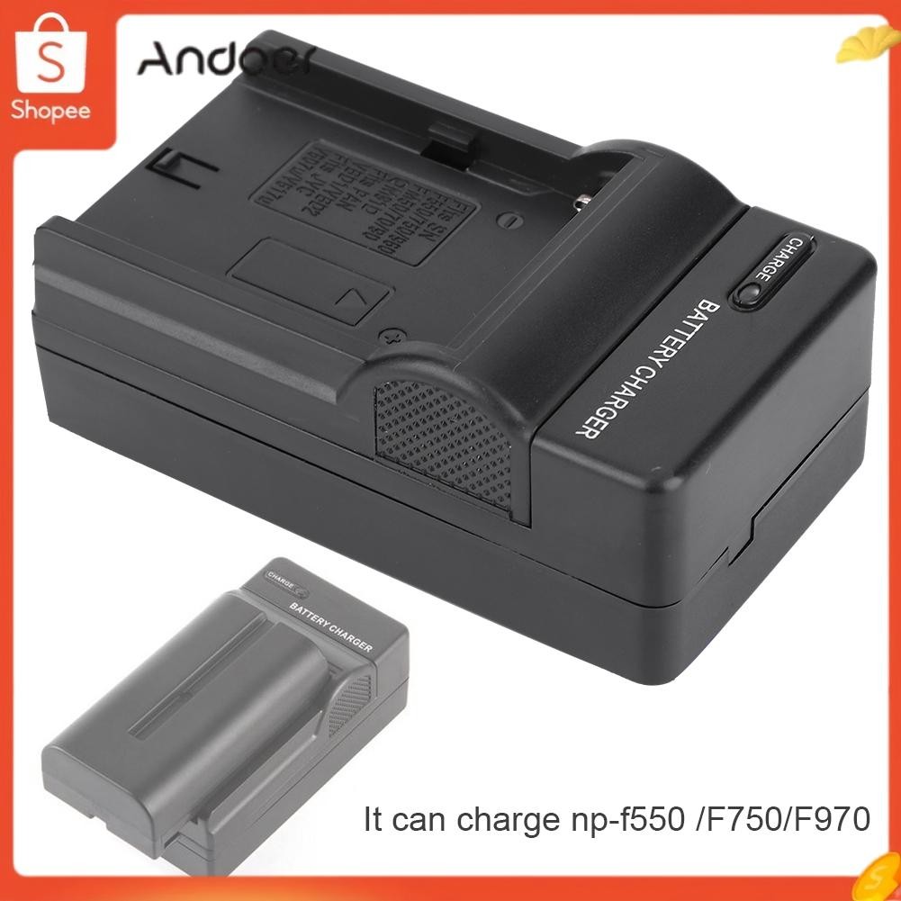 Andoer Andoer NP-F550/F750/F970 เครื่องชาร์จแบตเตอรี่ลิเธียมแบบชาร์จไฟได้สำหรับกล้องวิดีโอดิจิตอล