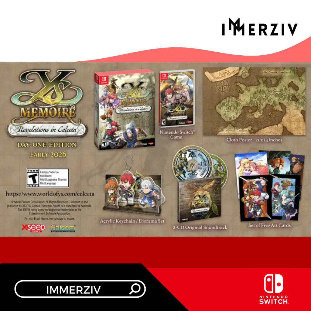 (พร้อมส่ง) SWITCH YS MEMOIRE: REVELATIONS IN CELCETA - D1 EDITION (R1/US) (GAME) (ENG) (BY IMMERZIV)