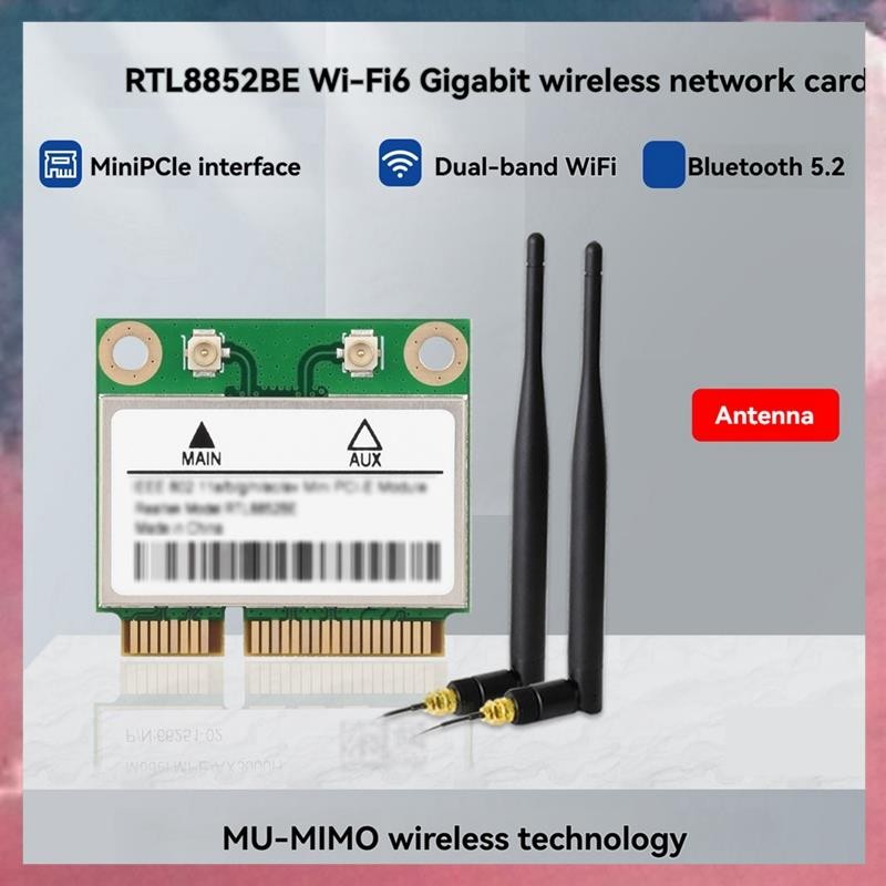 RTL8852BE 802.11AX Standard Wifi 6 การ์ด Gigabit Dual-Band อะแดปเตอร์เครือข่ายไร้สายพร้อม 5.2