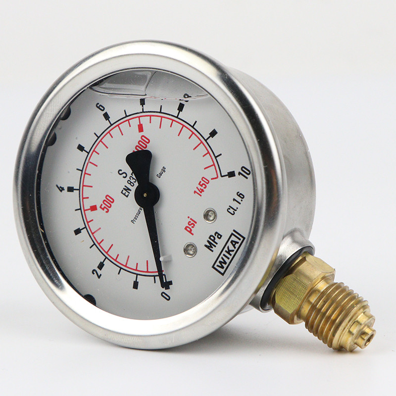 WIKA WIKA เครื่องวัดความดัน EN837-1 เยอรมันนําเข้า Shock-Resistant สแตนเลสวัดความดันเครื่องวัดไฮดรอล