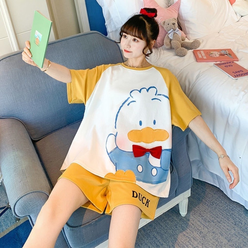 z ชุดนอนสตรีขายส่งฤดูร้อนแขนสั้นบางการ์ตูนกางเกงขาสั้นชุดนักเรียนขนาดใหญ่พิเศษสไตล์เจ้าหญิงฤดูร้อนสว