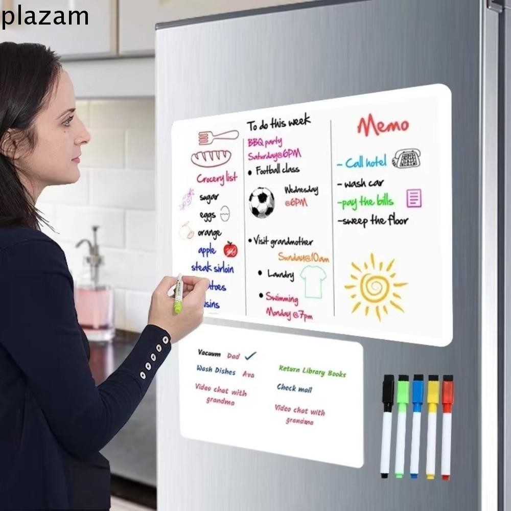 PLAZAM กระดานลบแห้งแม่เหล็ก, A3/A4 แม่เหล็กตู้เย็นที่ถอดออกได้ Memo, แม่เหล็กลบได้ DIY WhiteBoard แผ