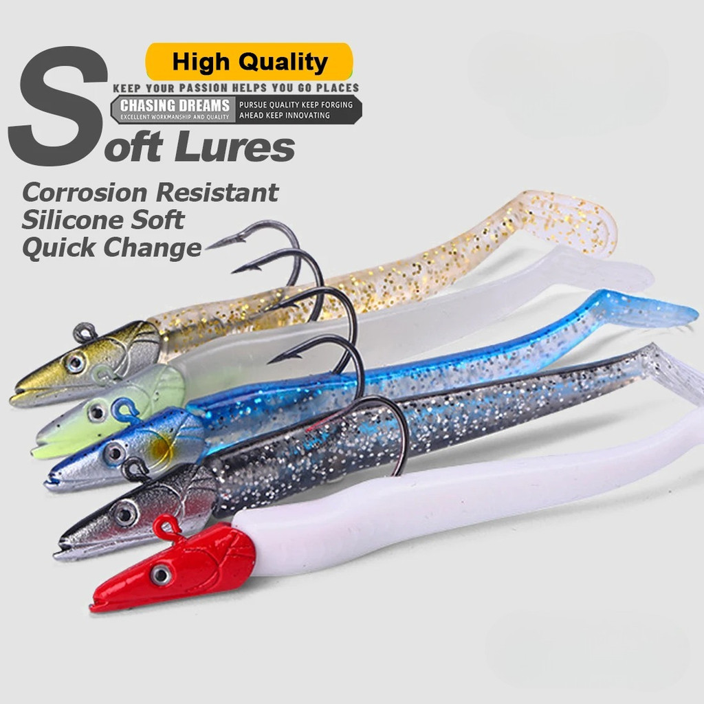 1 ~ 5 ชิ้น 12 ซม. 22 กรัมตกปลา Soft Lure น้ําเค็ม Jig Head Swimbait เหยื่อตกปลาพร้อมตะขอสําหรับน้ําจืดและน้ําเค็ม