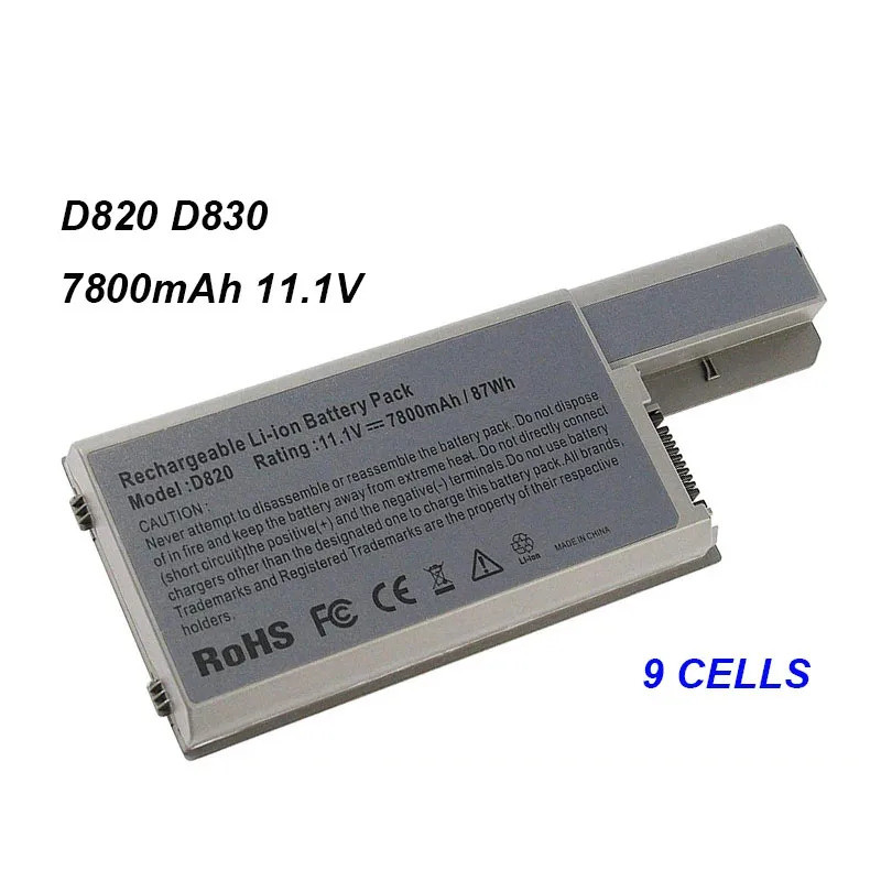 D820 9ell 7800mAh 11.1V แบตเตอรี่แล็ปท็อปสําหรับ Dell Latitude D830 D531 D531N Precision M65 M4300 X