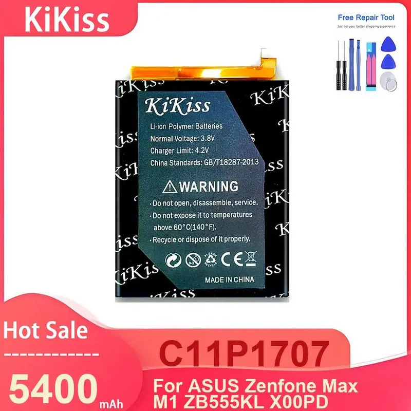 KiKiss แบตเตอรี่โทรศัพท์มือถือสําหรับ ASUS Zenfone Max M1 ZB555KL X00PD,C11P1707 5400mAh แบตเตอรี่,พ