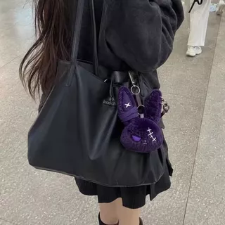 CANDYBO4F Dark Bunny ตุ๊กตาตุ๊กตา,ออกแบบน่ารักสไตล์โกธิคกระต่ายตุ๊กตาพวงกุญแจ,น่ารักปักผิวที่เป็นมิตร Plush Bunny พวงกุญแจกระเป๋าเป้สะพายหลังจี้
