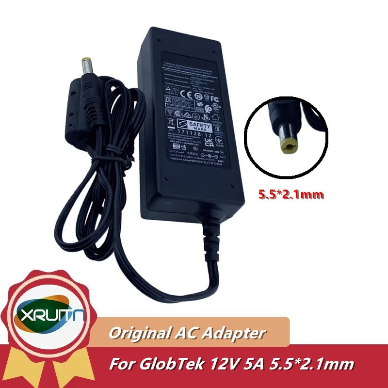 ของแท้สําหรับ GlobTek GT-46600-6012-T3 ITE แหล่งจ่ายไฟ 12V 5A 60W AC Adapter Charger 5.5*2.1 มม.ของแ