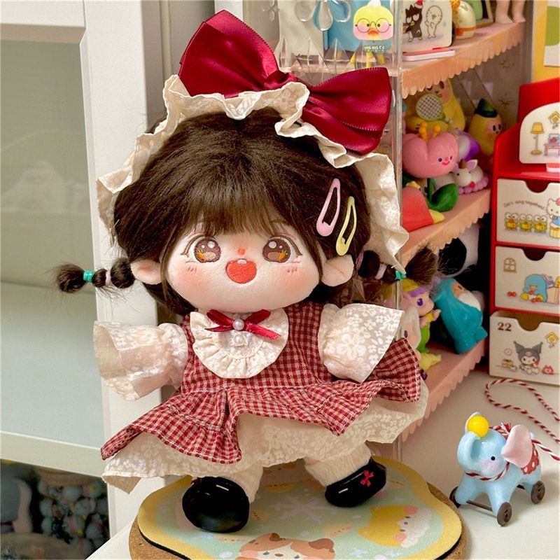 【樱桃丸子】20cm棉花娃娃衣服小裙& 子甜妹复古风洛丽塔小红书同款20cm Cotton Doll Dress Cute Trendy Summer Plush Doll Set Accessori