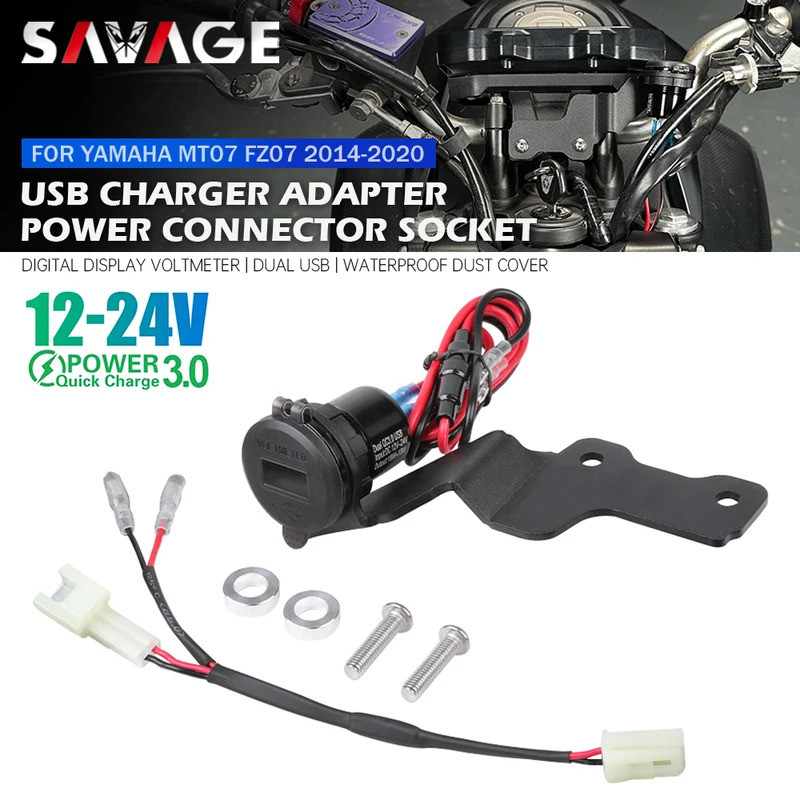 สําหรับ YAMAHA MT07 FZ07 2014-2020 Quick Charger 3.0 Dual USB ซ็อกเก็ต 12V Power Outlet ปลั๊กสายเสริ