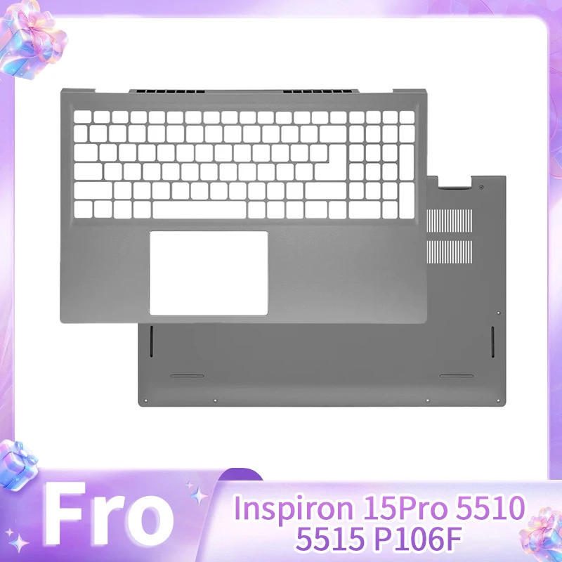 * ฝาครอบแทนที่สําหรับ Inspiron 15Pro 5510 5515 P106F 0CHFVW 05WK5X Palmrest Lower Bottom Case สีเงิน