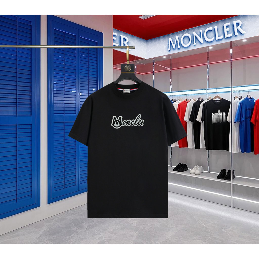 Moncler Mengkou 2026 ต้นฤดูใบไม้ผลิสไตล์ใหม่เสื้อยืดแขนสั้นผู้ชายผู้หญิงคู่สไตล์ Niche อินเทรนด์รอบค