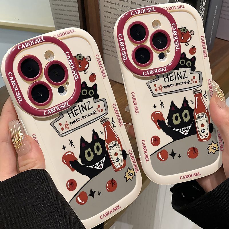 Tomato Black Cat เหมาะสําหรับเคสโทรศัพท์ VIVO Y300PRO/Y200/Y100 สไตล์ใหม่ IQOO13/12PRO นุ่ม Z26.6.15