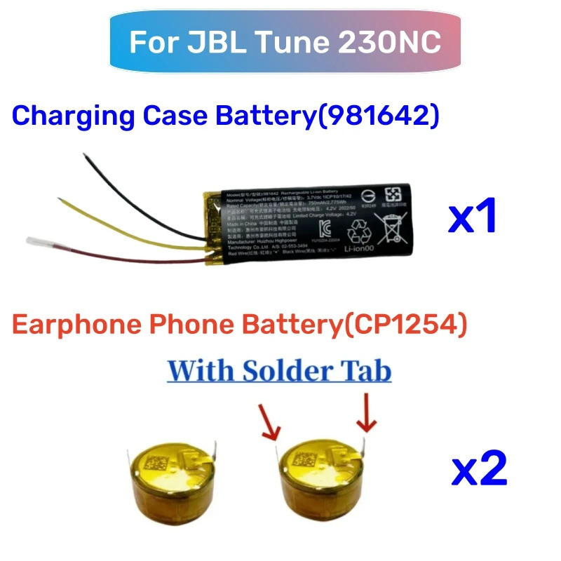 981642 แบตเตอรี่ลิเธียม 750mAh สําหรับ JBL Tune 230NC 230 NC TUNE230NC TWS หูฟังไร้สายบลูทูธชาร์จช่อ