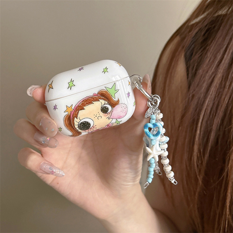 Bubble blowing girl สําหรับ Airpods4 Airpods 1/2 3 Pro2 pro3 ชุดหูฟังไร้สายบลูทูธป้องกันกรณี AirPods Pro i3 i4 pro3 หูฟังป้องกันกรณี