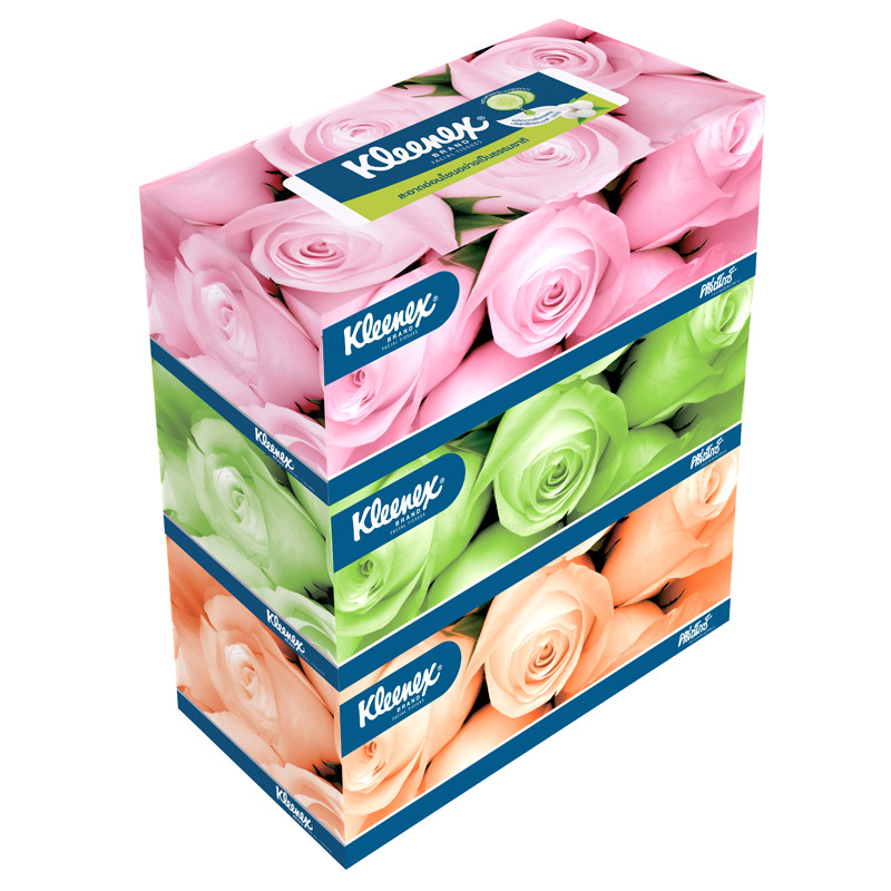 KLEENEX กระดาษเช็ดหน้า รุ่น ฟลอรัล 135 แผ่น/กล่อง (แพ็ค 3 กล่อง)
