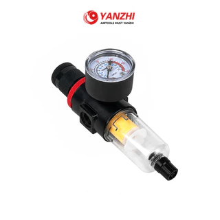 Yanzhi ตัวดักน้ำปรับแรงดันลม 1/4" พร้อมเกจวัดแรงดัน กรองน้ำ กรองฝุ่น สำหรับปั๊มลม
