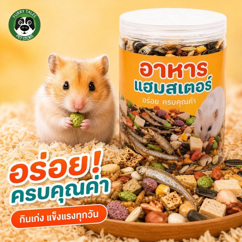 อาหารแฮมสเตอร์ อาหารหนูแฮมเตอร์ อาหารดอร์เมาส์ ผสมกุ้ง ธัญพืช สารอาหารครบถ้วน 400 มล
