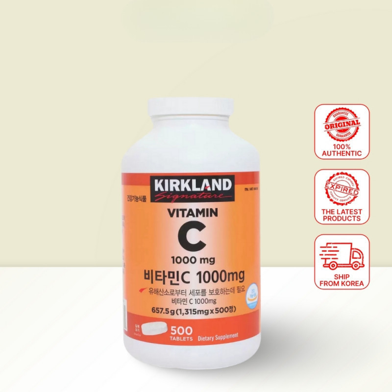 KIRKLAND SIGNATURE Kirkland Signature Vitamin C 1000mg 500 Capsules – เสริมภูมิคุ้มกัน ต่อต้านอนุมูลอิสระ ผิวกระจ่างใส วิตามินซี – รับประกันของแท้