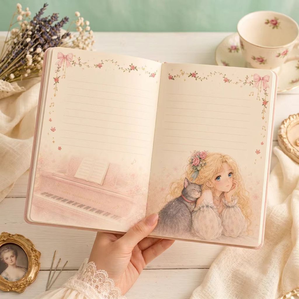 Healing Girl Sequence Color Page Leather Notebook Diary High-value Handbook Sweet Student Notepad z6