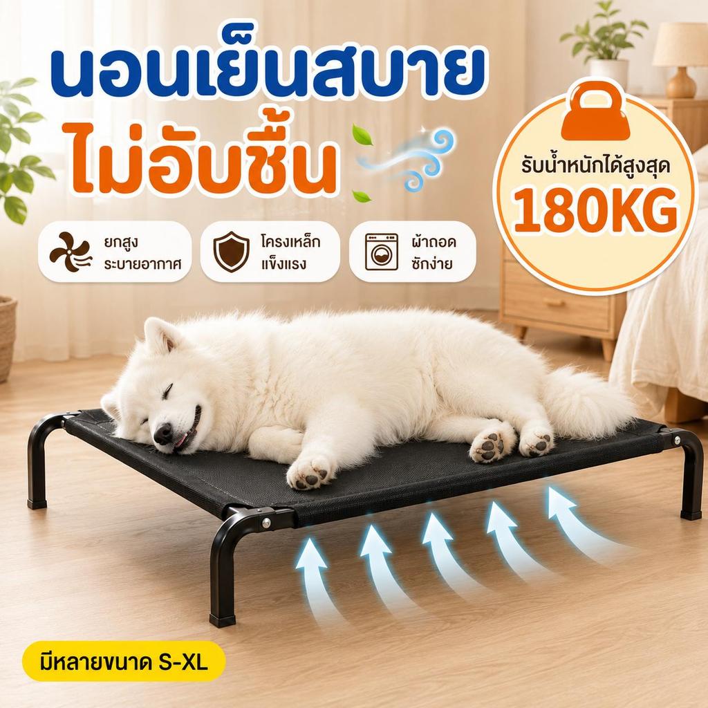 【PetZap】พร้อมส่ง เตียงนอนสัตว์เลี้ยง เตียงแมวหมา เตียงยกพื้น กันชื้น ระบายอากาศ ทำความสะอาดง่าย CW-092