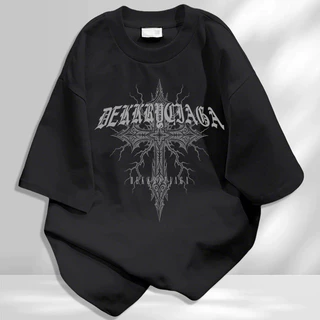 【จัดส่งจากกรุงเทพฯ】LABZAA เสื้อยืดแขนสั้นคอกลม✨วินเทจฟอกน้ำ ลวดลายแฟชั่น Oversized ระบายอากาศ YG4604