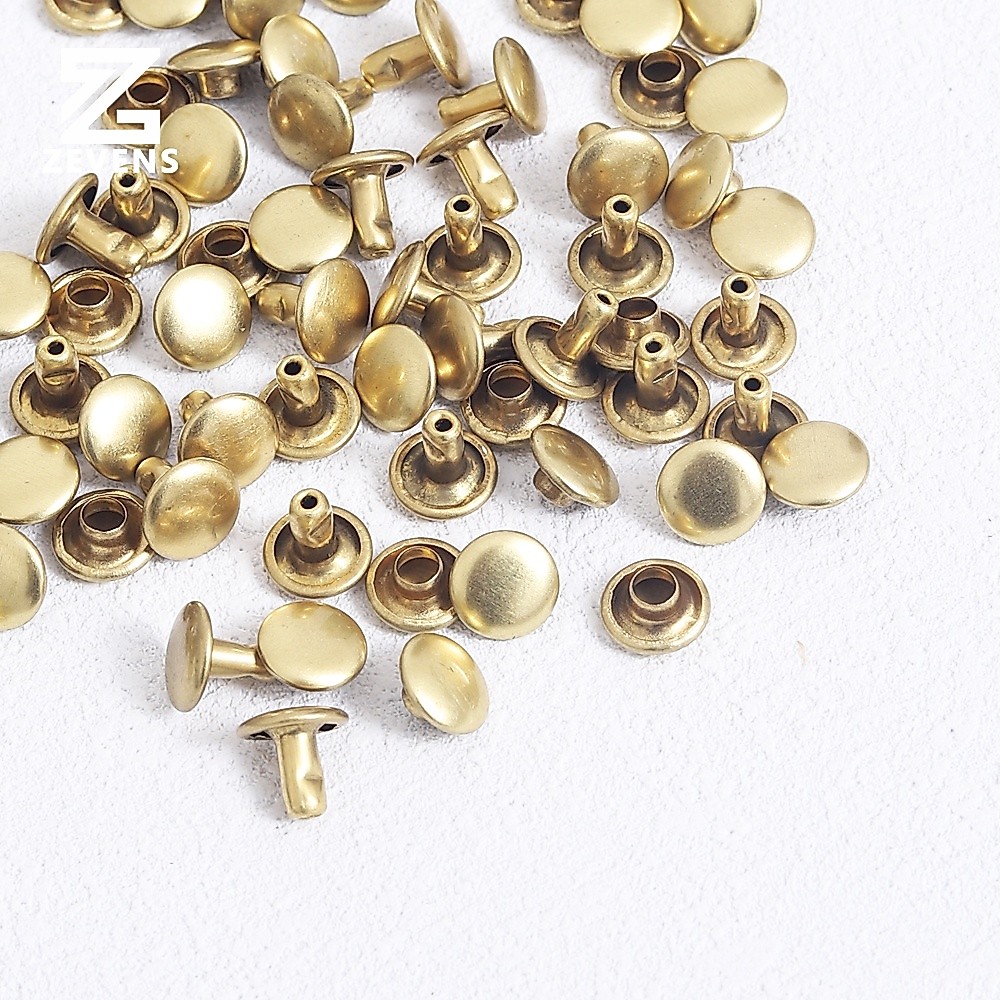 10pcs น้ํามันปิดผนึกทองเหลือง Arc พื้นผิว Rivets diy เครื่องมือกระเป๋าเดินทางกระเป๋าสตางค์อุปกรณ์ฮาร์ดแวร์ Double-Sided Stud ทองแดง 8/6 มม.