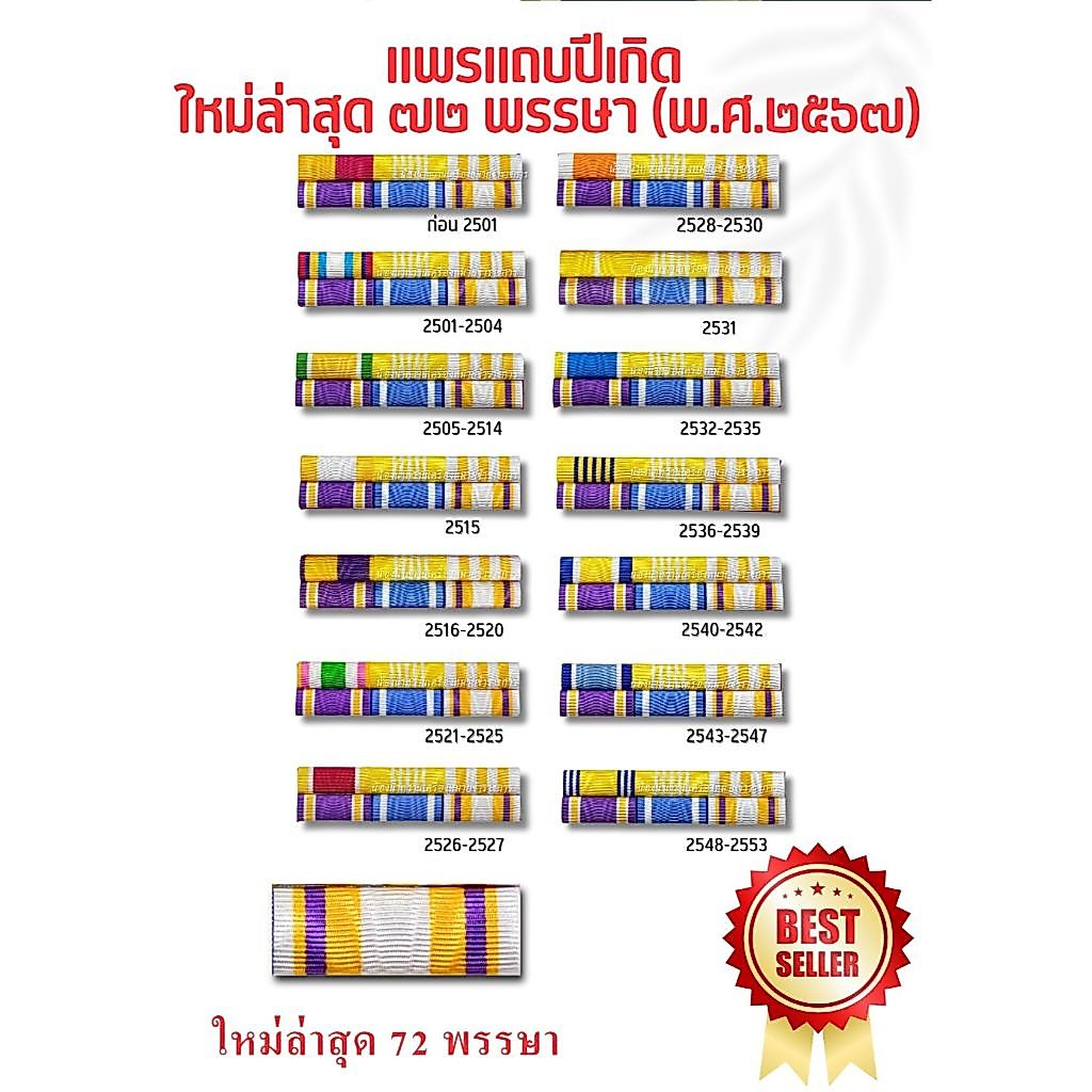แถบสี แพรแถบข้าราชการทั่วไปใหม่ล่าสุด72 2567ใหม่พร้อมส่ง