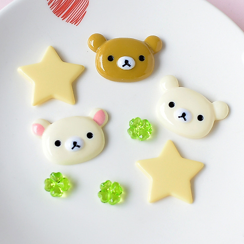 10 ชิ้น/เซ็ตหมีน้อยน่ารัก Clover เรซิ่น flatback diy hole รองเท้าเคสโทรศัพท์อุปกรณ์ตกแต่ง