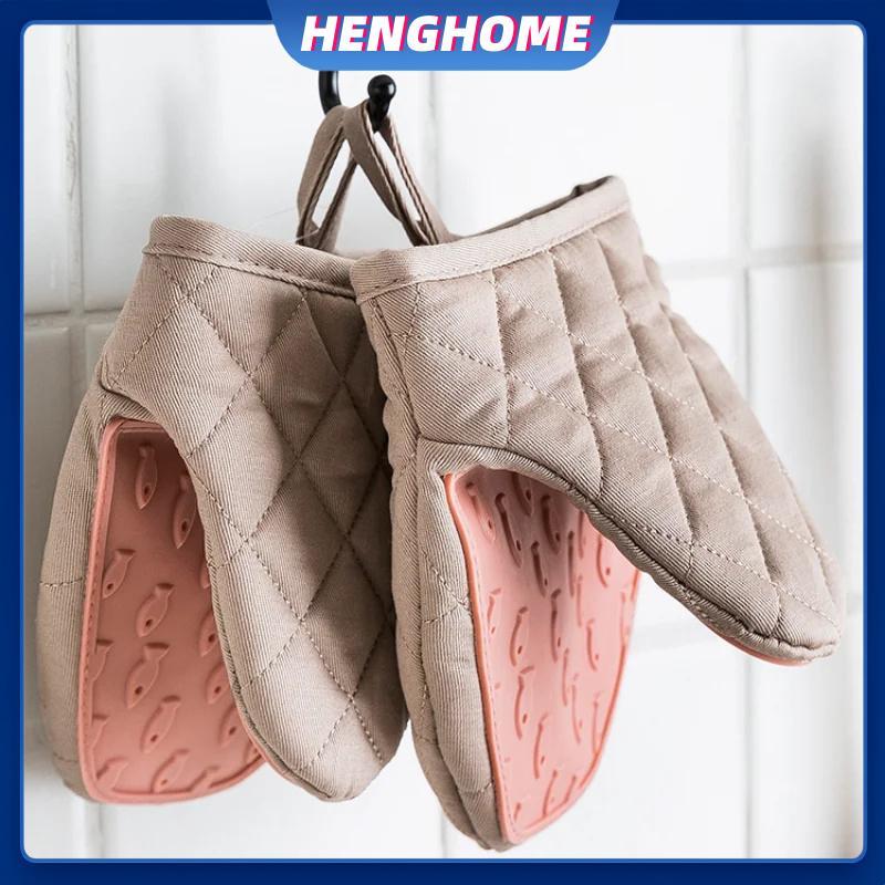 HENGHOME ซิลิโคน Anti-scalding เตาอบถุงมือ Mitts Potholder ห้องครัวซิลิโคนถุงมือถาดจานชามผู้ถือเตาอบเบเกอรี่ถุงมือมือคลิป HENGHOME