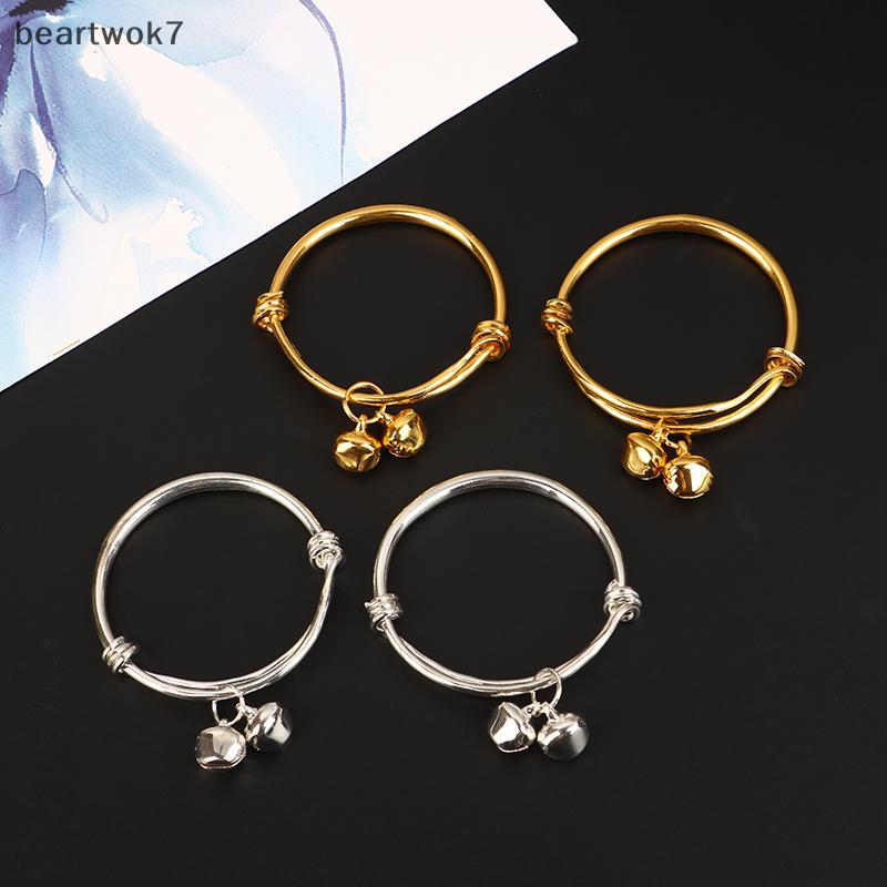 Beartwok7] สร้อยข้อมือเด็กเคลือบทองเรียบรอบท้อง Baby Lottery Bell สร้อยข้อมือเครื่องประดับใหม่