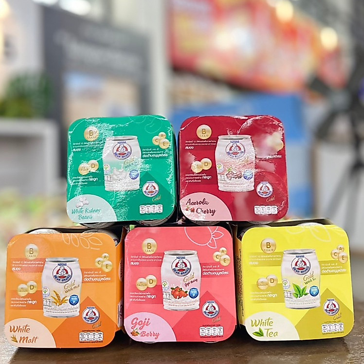 Bear Brand Gold ผลิตภัณฑ์นมตราหมีโกลด์ 5 รสชาติ 140 มล. แพ็ค 4 กระป๋อง