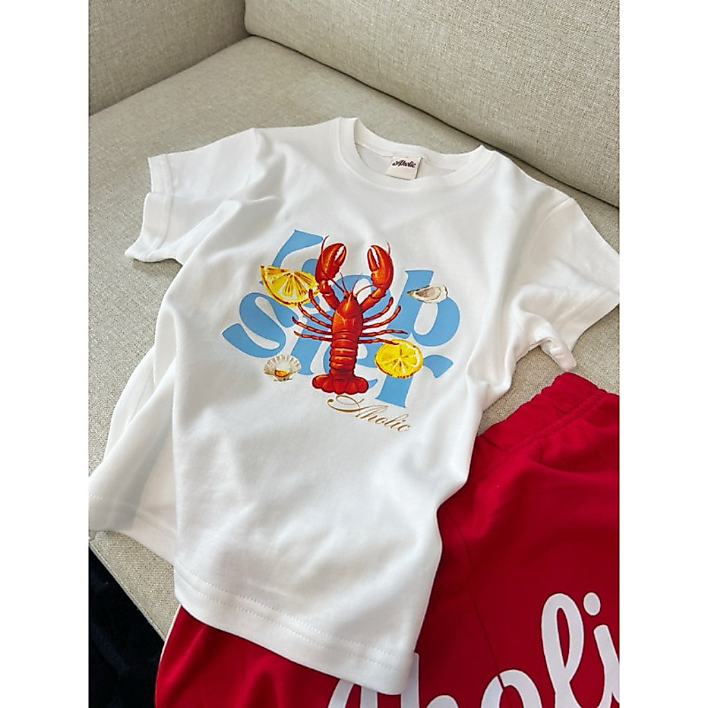 (จัดส่งตลอด 24 ชั่วโมง） เสื้อทรง BABY TEE LOBSTER CHIC