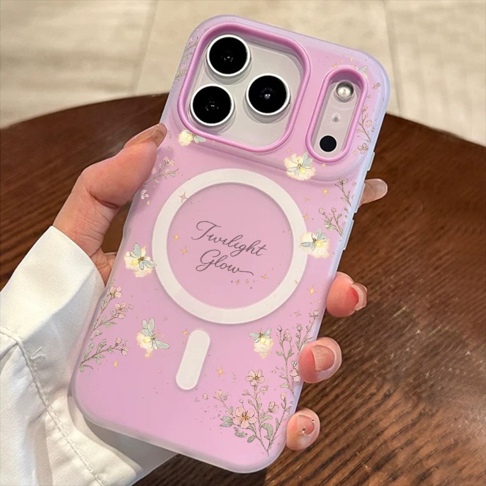 🍃กิ่งดอกอ่อนหวาน🌿เคสมือถือแม่เหล็กซิลิโคน สำหรับ iPhone 17 PRO MAX 16 15 14 13 12 11 PLUS AIR - ZRGDCXK15