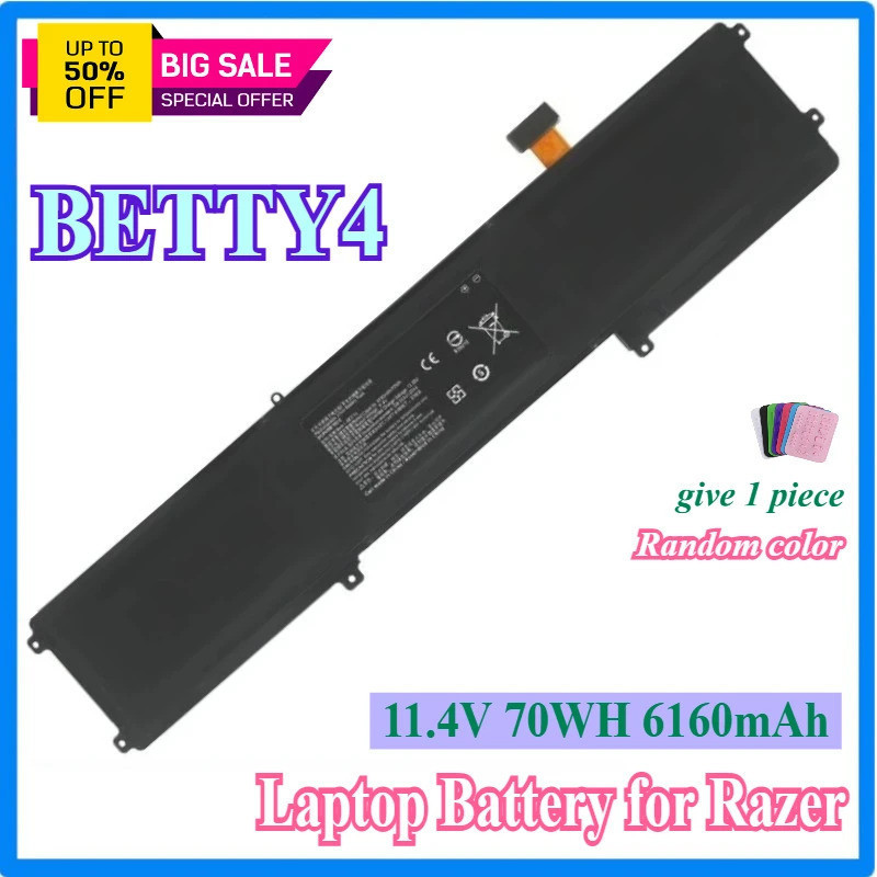 แบตเตอรี่แล็ปท็อป BETTY4 สําหรับ Razer Blade 2016 14" V2 Series RZ09-0195 RZ09-0195 RZ09-01953E72 RZ